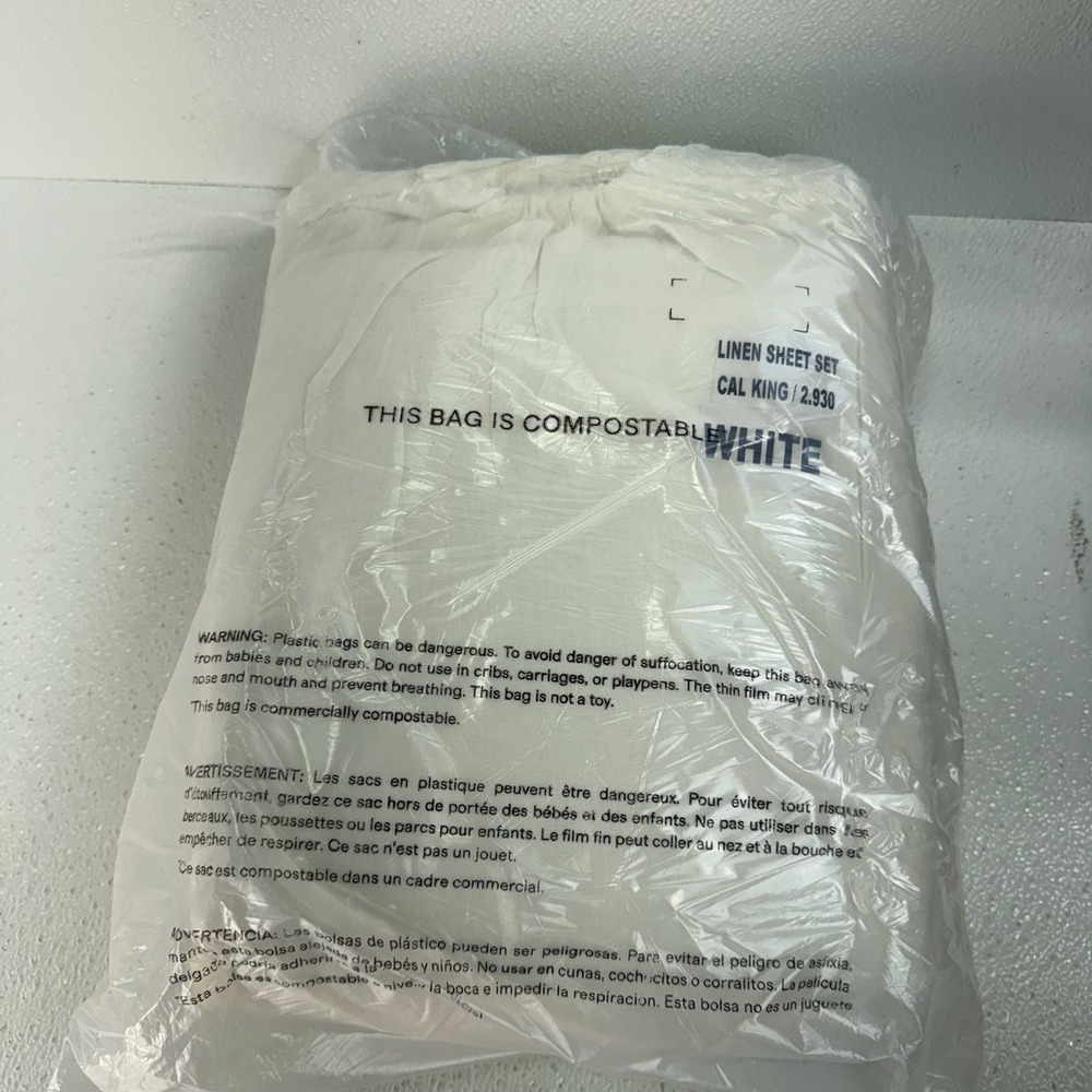 Quince  European Linen Cal. King Sheet Set, White, MSRP $214